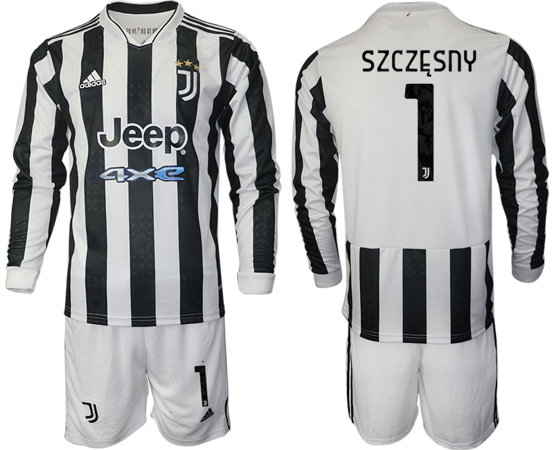 Men 2021-2022 Club Juventus home white Long Sleeve #1 Adidas Soccer Jersey->juventus jersey->Soccer Club Jersey